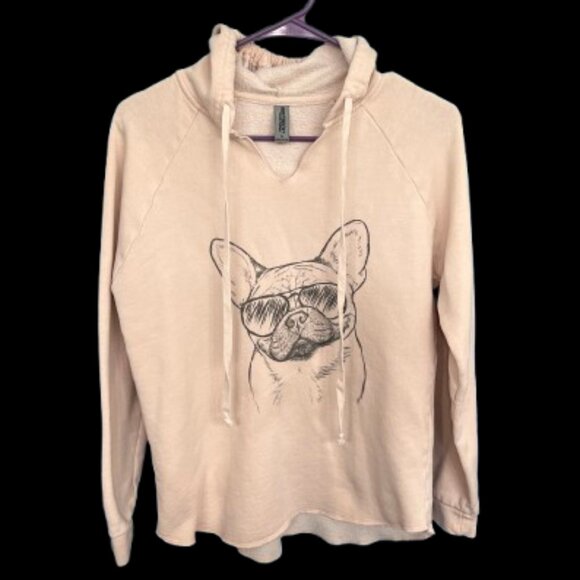 French Bulldog Hoodie Sweater Blush Peach/Pink Size Small - Picture 1 of 6